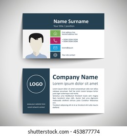 Modern simple business card set, template or visiting card. Vector illustration.