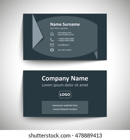 Modern simple business card set, template or visiting card. Vector illustration.