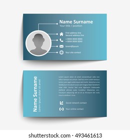 Modern simple business card set, template or visiting card. Vector illustration.