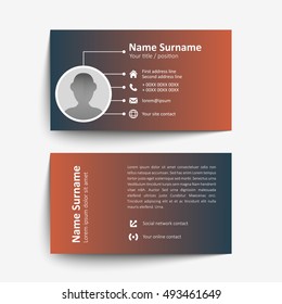 Modern simple business card set, template or visiting card. Vector illustration.