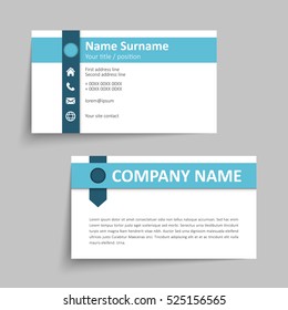 Modern simple business card set, template or visiting card. Vector illustration.