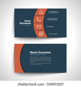 Modern simple business card set, template or visiting card. Vector illustration.