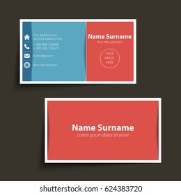 Modern simple business card set, template or visiting card. Vector illustration.