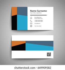 Modern simple business card set, template or visiting card. Vector illustration.