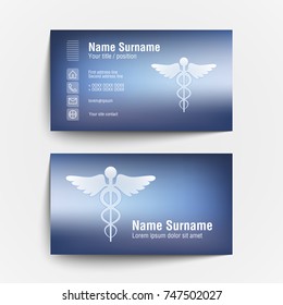 Modern simple business card set for physician. Vector illustration.