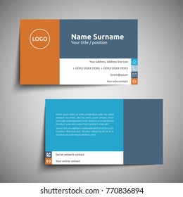 Modern simple business card set, template or visiting card. Vector illustration.