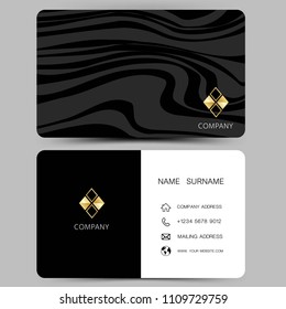 Modern simple business card template with inspiration from the abstract line. Mix black and white color.