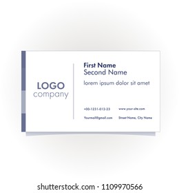 Modern simple business card, template or visiting card. Vector illustration.
