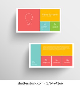 Modern simple business card template with flat mobile user interface