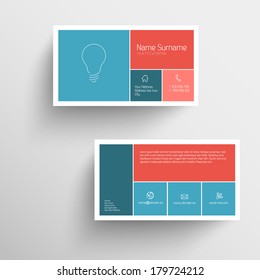 Modern Simple Business Card Template With Flat Mobile User Interface (red And Blue)