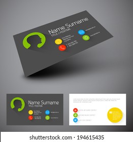 Modern simple business card template with flat user interface and long shadows