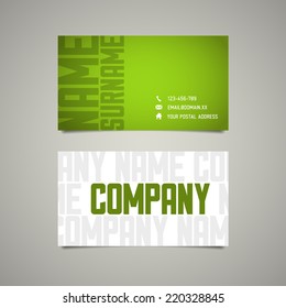 Modern simple business card template with big letterings