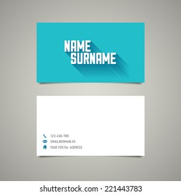 Modern simple business card template with big name surname and long shadow effect