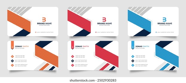 Modern and simple business card template. Creative modern name and office card template. Multi color business card, visiting card for corporate print.