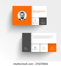 Modern Simple Business Card Template With Flat Mobile User Interface And Personal Photo