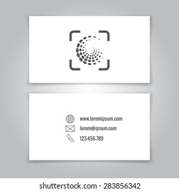 Modern simple business card template with camera conceptual logo. Vector illustration.