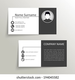 Modern simple business card vector template.