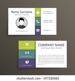 Modern simple business card vector template.