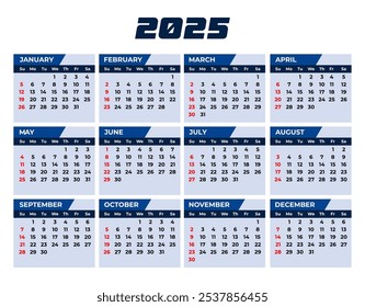 modern simple calendar design template 2025