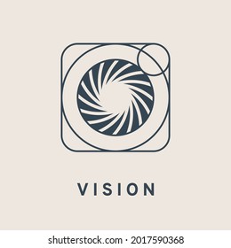 Modern simple camera application icon. Photo studio concept, vision logo. Vector illustration, EPS 10