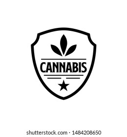 Modern and simple cannabis shield logo design with star and hemp graphics