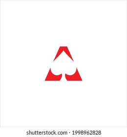 Modern and simple casino logo design elements with letter A and red ace for design template elements