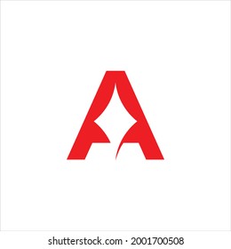 Modern and simple casino logo design, elements with letter A and red ace for design template elements