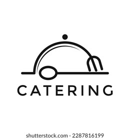 modern and simple catering logo with fork and spoon icon concept