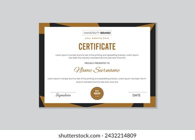 plantilla de vector de diseño de certificado moderno y simple