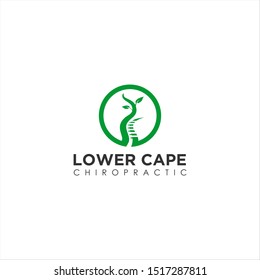 Modern simple chiropractic logo design vector in a round circle frame with green leaves and bones, a medical and healthy logo template. inspiring icon designs