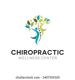 Modern Simple Chiropractic Wellness Center Logo,Creative Chiropractic Concept Logo Design Template.