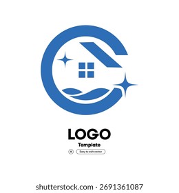 Modernes einfaches Circle House Sparkle Cleaning Service Business Logo