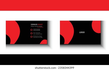 Modern simple clean business card template design. Two-sided red and black color combination business card and name card, horizontal simple clean template vector design. 