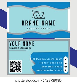 Diseño de tarjeta de visita limpia simple moderna. Tarjeta de visita de combinación de dos caras de gris, azul cielo y azul. Ilustración vectorial.