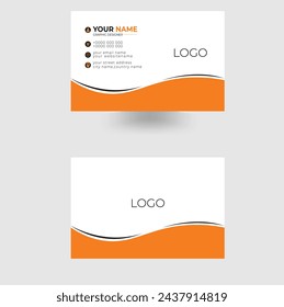 Modern simple clean business card template design. Two-sided gray and orange color combination business card.