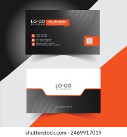 Modern simple clean business card template design. Two-sided gray and orange color combination business card. Print Ready corporate Identity illustration.