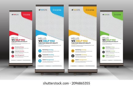 Modern Simple Clean Corporate Business Stylish Roll Up Banner Standee Template, Modern X Banner Signage Unique Design for Office, Company, Multipurpose Use