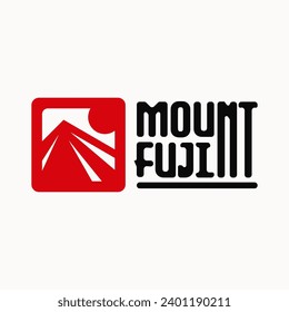 modern simple clean flat minimalist illustration of mount fuji, mountain fujiyama and the red sun sunrise logo with elegant style suitable for content about japan japanese symbol icon mascot character