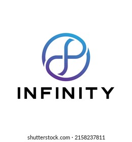 modern, simple and clean infinity logo design on circle