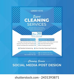 Modern and simple cleaning service social media post design template Layout, social media  vector design template. webinar design