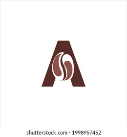 Modern and simple coffee shop logo design element with letter A and coffee beans for design template elements