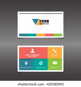 Modern Simple Color Box Design  Business Card With Flat User Interface. Template, Vector Illustration  