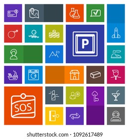 Modern, simple, colorful vector icon set with architecture, astronaut, success, iron, winner, online, domestic, profile, cosmonaut, estate, home, business, bank, competition, red, card, car, sos icons