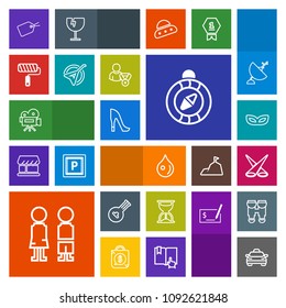 Modern, simple, colorful vector icon set with celebration, water, scene, compass, time, party, retro, instrument, music, vehicle, mask, folk, south, transport, sand, abstract, background, girl icons