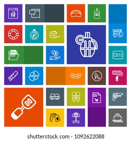 Modern, simple, colorful vector icon set with mask, roller, masquerade, carnival, tool, office, bank, lock, property, paint, water, roll, estate, dollar, business, grenade, money, hand, war,  icons