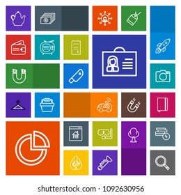 Modern, simple, colorful vector icon set with lens, estate, internet, car, sign, pole, meat, glass, photo, page, chart, science, business, technology, presentation, navigation, kettle, satellite icons