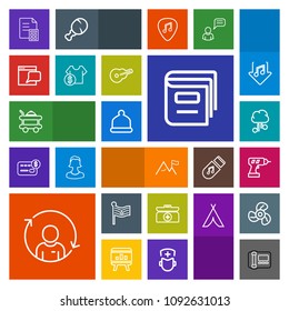 Modern, simple, colorful vector icon set with aid, stationary, drill, equipment, business, bed, nation, network, technology, internet, national, education, profile, hotel, communication, america icons
