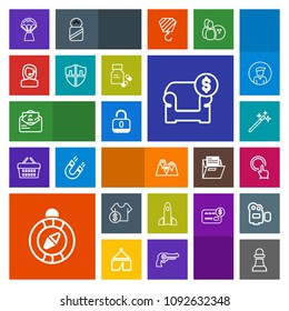 Modern, simple, colorful vector icon set with finger, south, sky, horse, compass, interior, chess, science, price, space, strategy, map, shop, touch, cost, couch, post, sign, wand, east, pin icons