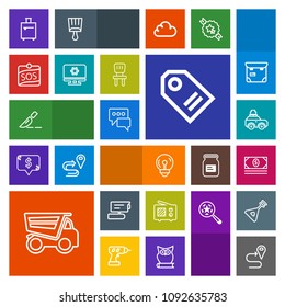 Modern, simple, colorful vector icon set with price, chat, cash, view, message, road, bag, radio, camera, tipper, bank, communication, bulb, sale, location, antenna, map, record, electric, car icons
