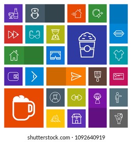 Modern, simple, colorful vector icon set with shop, architecture, mug, cute, decoration, internet, gym, home, money, girl, shorts, web, communication, white, payment, jug, model, male, music icons